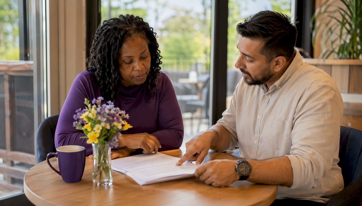 Patient consulting with diabetic supply specialist