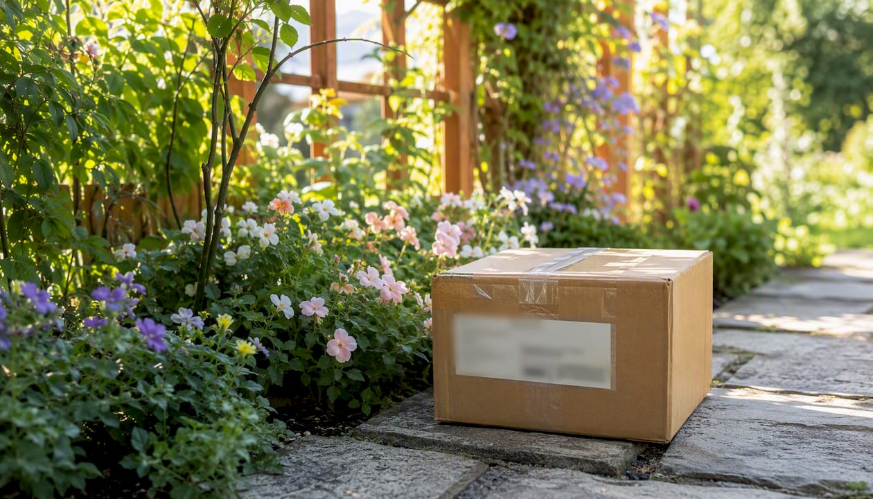 Sealed mail-order diabetic supply package on porch