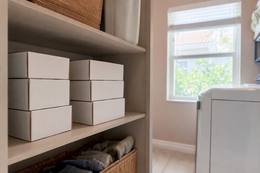 Sealed diabetic supplies stored upright on shelf