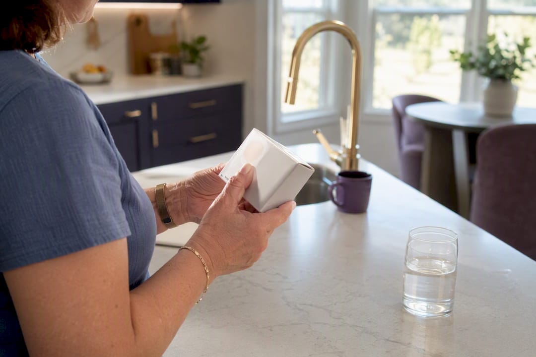 Hands inspecting sealed diabetic test strips box