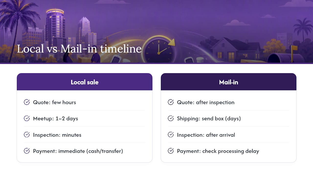 Local versus mail-in payment timeline