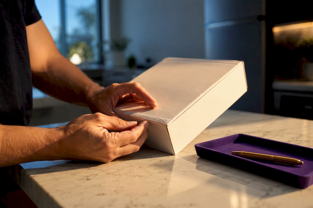 Hands inspecting sealed medical supply packaging