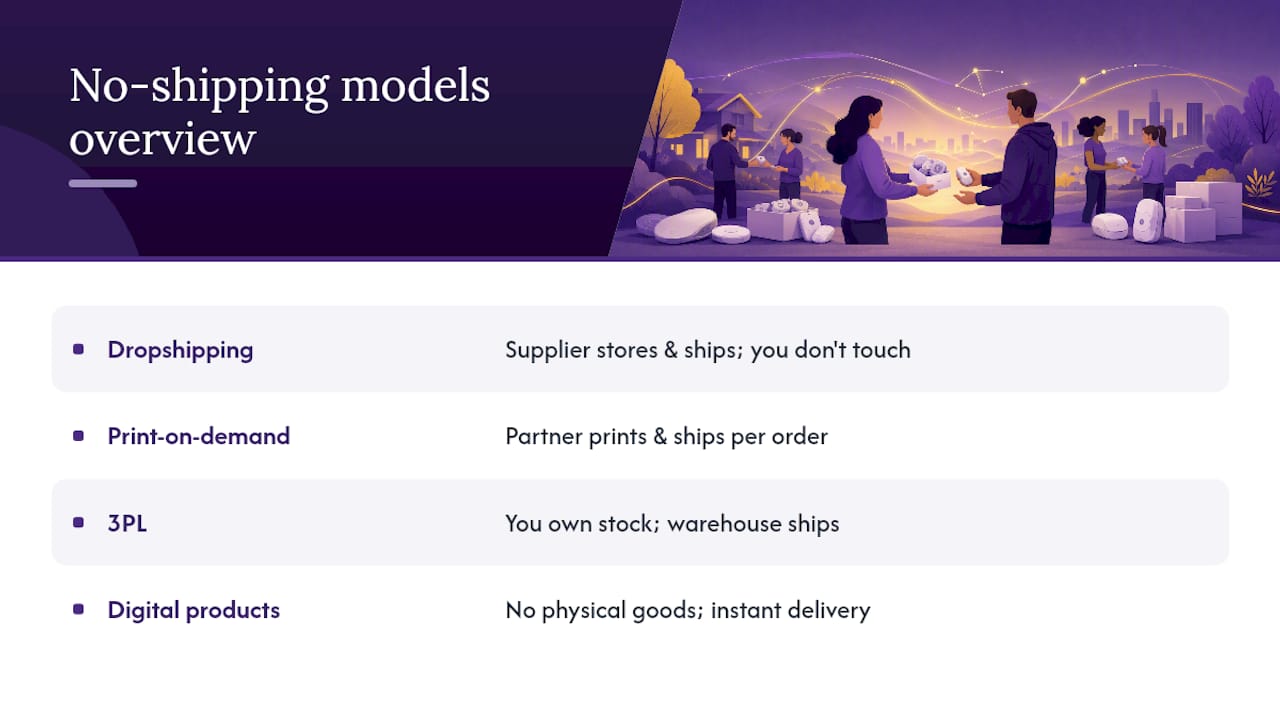 What No-Shipping Business Models Let You Skip Fulfillment Entirely? — overview diagram