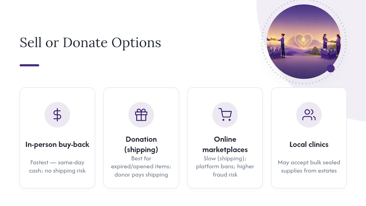 Comparison of estate supply selling and donation options