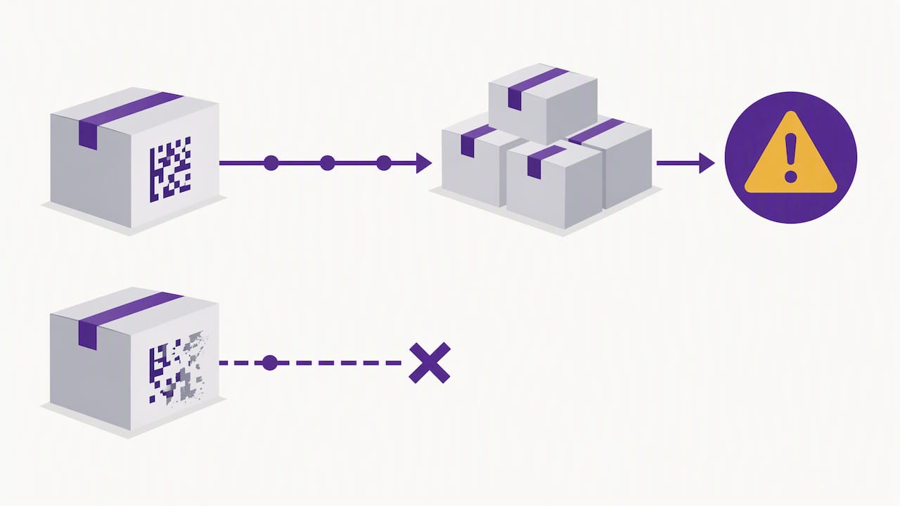 Illustration of a broken lot-number tracing path