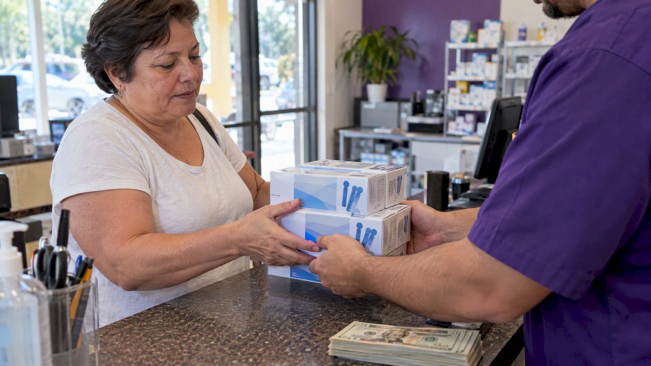 Sealed lancets exchanged for cash locally