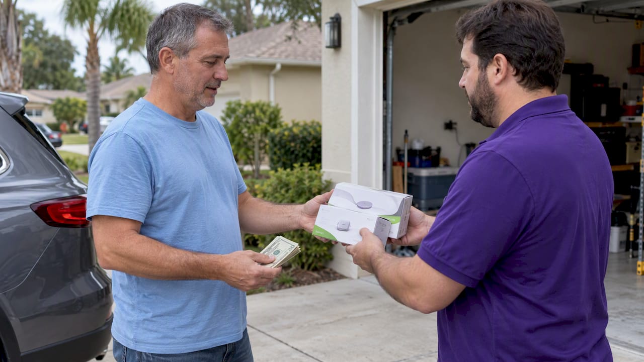 Seller exchanging Dexcom G6 supplies for cash