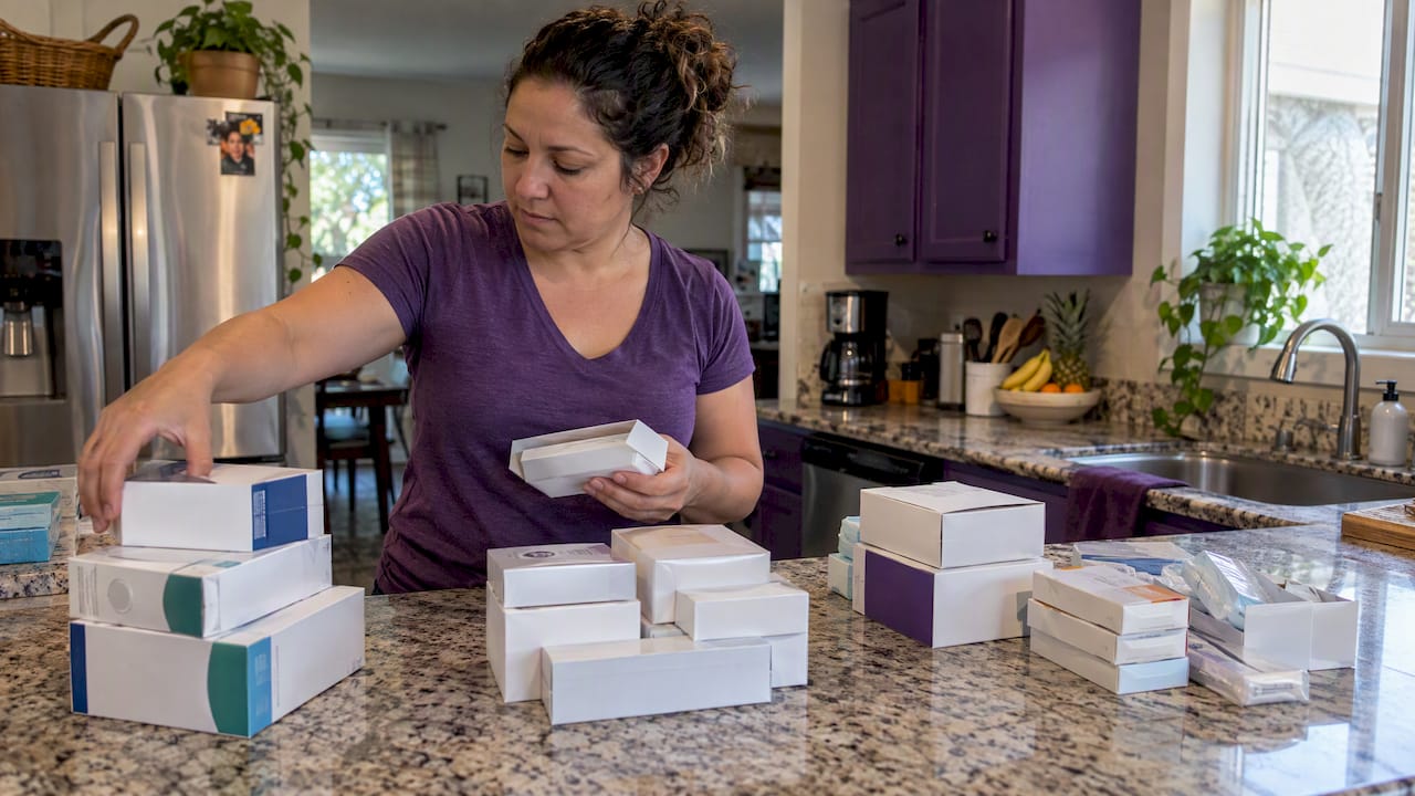 Sorted diabetic supply boxes for return or sale